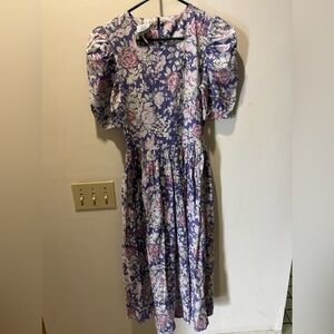 Vintage Laura Ashley Purple Floral Dress 8